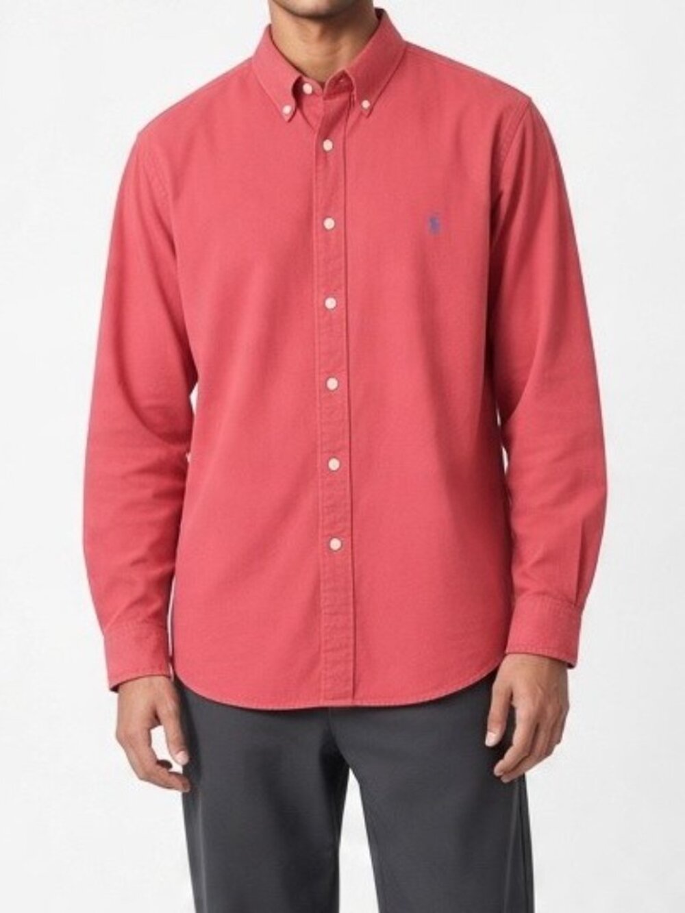 Ralph Lauren Coral Red Button Down Long Sleeve Shirt Mens 2XLT Classic Fit
